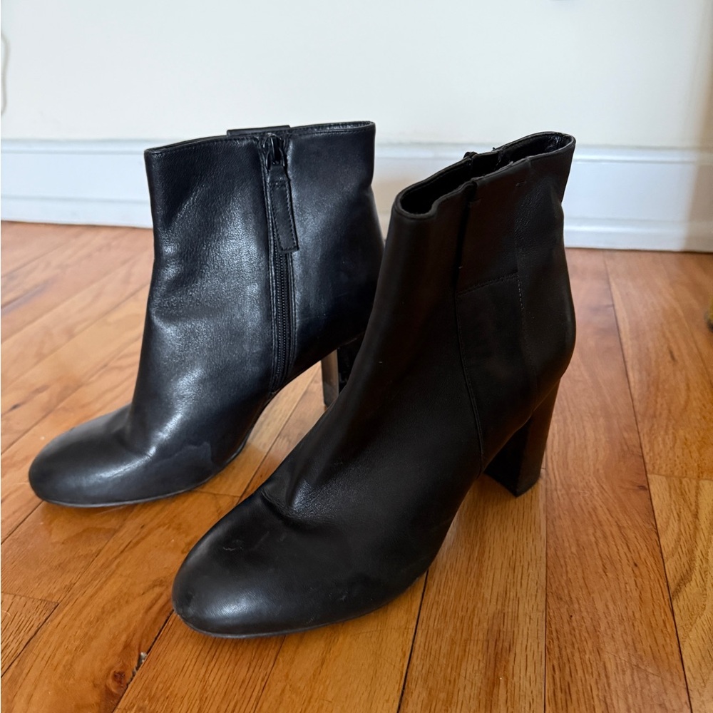 Black Leather Ankle Boots 3” heel